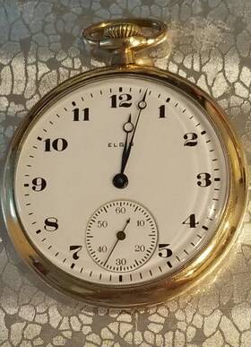 24507802 Elgin 10k Gf Class 114 Model 3 Pocket Watch Keeps Good Time Has Engraving