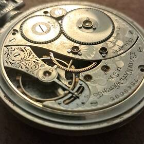 2549695 Elgin Vintage Pocket Watch Nickel Case Gold Dial Arabic Numerals Mechanical