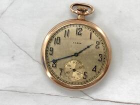25621041 Elgin Antique National Pocket Watch Wadsworth Referee Gold Plate Case