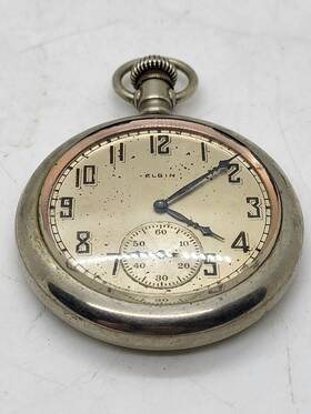25858910 Elgin Open Face Pocket Watch 48mm 1922-23 Non Running See Pictures As Is
