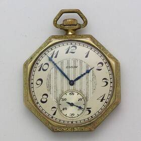 26046459 Elgin Grade 315 Model 3 12 Size Octagonal Gold Filled Pocket Watch Ca. 1924
