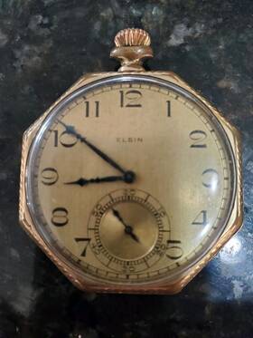 27237102 Elgin 1925 Grade 303 Model 3 12s 7j Octagon Scepter Case Runs. See Pics