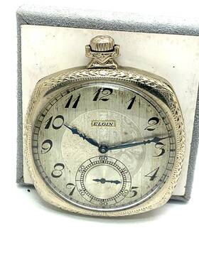 27360633 Elgin Pocket Watch Circa 1925 Grade 345 Model 3 Gold Filled Octagon 17j 12s