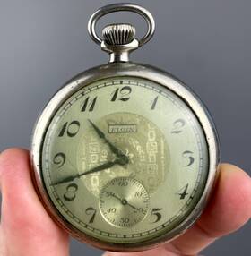 27623151 Elgin Antique Pocket Watch Openface Silveroid Case 1925 Grade 291 7j 16s