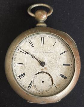 277242 Elgin Vintage Silverine Pocket Watch Not Working Parts Only