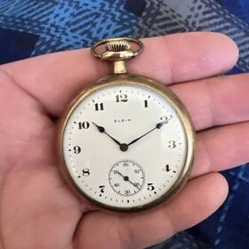 27755070 Elgin Antique 1925 Pocket Watch 17 Jewels Size 12s Gold Filled Read