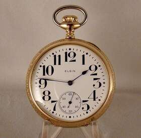 280-railroad Elgin 119 Years Old Inch 280 17j 14k Gold Filled Open Face 16srailroad Pocket Watch