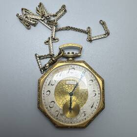 28293158 Elgin 7 Jewel Size Gold Filled Open Face Octagon Pocket Watch Repair Parts