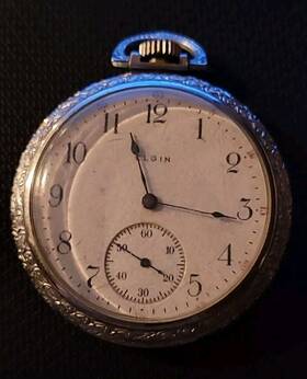 28548109 Elgin 1926 Silver Pocket Watch For Parts Or Repair 12s 7j Illinois Case
