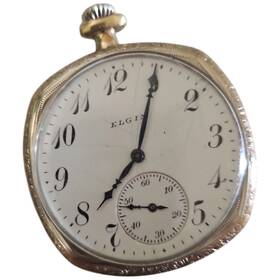 28637383 Elgin Pocket Watch 14k Gf Open Faced