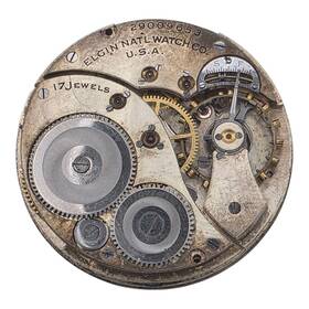 Elgin 29009653 17 Jewel Pocket Watch Movement 12s Usa Good Balance Running