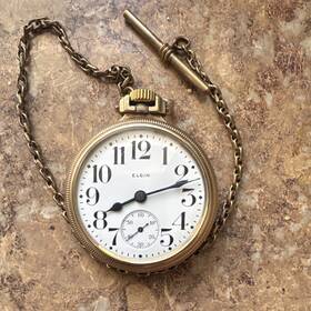 29025110 Elgin Gold Filled Mechanical Pocket Watch 15 Jewels Running