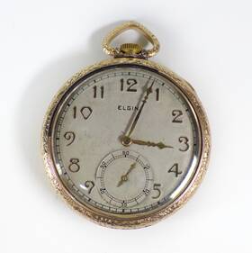 29389656 Elgin 7 Jewels 12 Size Gold Plate 10k Case Art Deco Grade 311 Model 3 Runs