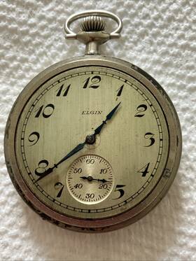 29502184 Elgin 1928 Grade 291 16s 7j Model 7 Ill. Nickel Case Runs Sold As Is Nr