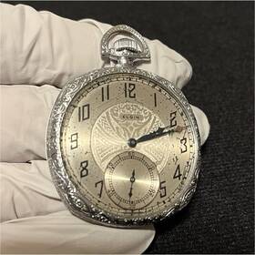 30084589 Elgin 1928 Model 3 Open Face Silver Pocket Watch 12s 15j Arabic Numerals