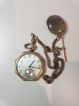 30713540 Elgin Antique 1920s 14k Gold Filled Pocket Watch Running