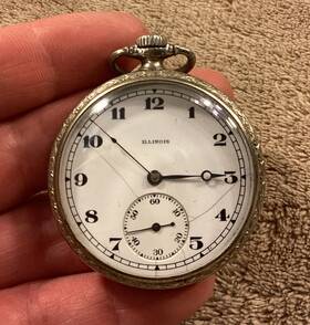 3080462 Elgin Illinois 14k Gf 17 Jewels Open Face Pocket Watch Not Winding