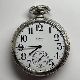 30972203 Elgin Pocket Watch Us Pendant Hand Wind And Set 15j S/n 10k White Gf 12s
