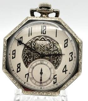 31149855 Elgin 7 Jewel Size 12 Open Face Octagon Case Gold Filled Pocket Watch Runs