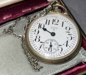 3155a Elgin Vintage 1954 Model Railroad Pocket Watch