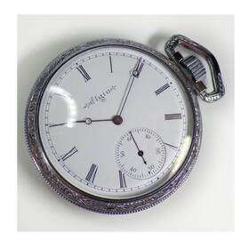 317098 Elgin 17 Jewel Exhibition Back 16 Size Mechanical Pocket Watch Runs Great