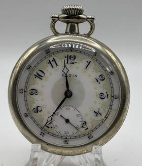 31826336 Elgin 7 Jewel Size 16 Silverode Ornate Dial Doctors Pocket Watch Runs