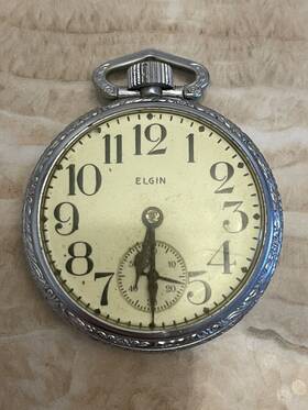 33798713 Elgin Vintage Pocket Watch 15 Jewel Stainless Case 1932 Year Working Condition