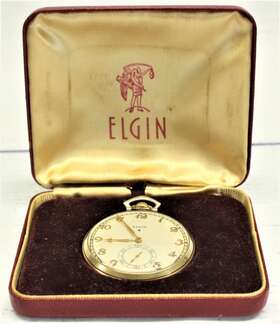 34347179 Elgin 1933 10k Gf 491 12s 19j Open Face Pocket Watch 8.09 Pwdb Running With Case