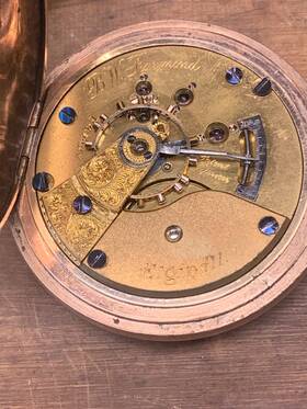C.1875 Elgin 37398 Early B.w. Raymond Pocket Watch 18s 15j Key Wind Serial