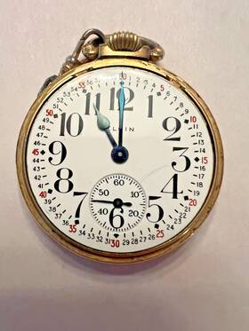 37415867 Elgin Gold Pocket Watch 17 Jewel Size 16 Grade 387 10k Rolled Plated