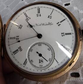3754384 Elgin Antique Natl Watch Co. Pocket Dueber 14k Gold Filled Case 115gram Ta