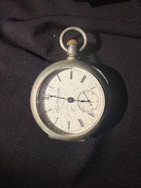 3950932 Elgin Antique 1887 Pocket Watch Dueber Silverine Case Roman Numeral Dial