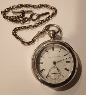 4-73011 Elgin Antique Watch Dueber Coin Pocket Not Running Heavy Case