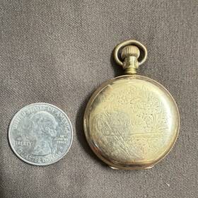 4046367 Elgin Full Hunter Vintage Pocket Watch Gold Filled Case White Dial Roman Numera