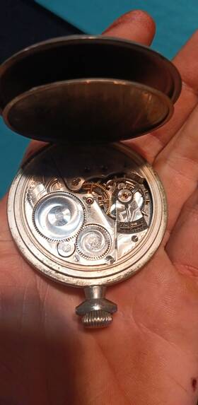 42351850 Elgin 1944 Mechanical 17 Jewels 16s Silver Nickel Pocket Watch White Dial Arabic