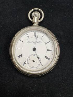 4557398 Elgin Antique Natl. Watch Co 1892 7j 18s Grade 73 Hinged Mvmnt Runs Pocket