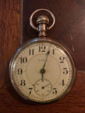 4887852 Elgin Gold Filled Inch Father Time Open Face Pocket Watch L 21 J For Parts/repair