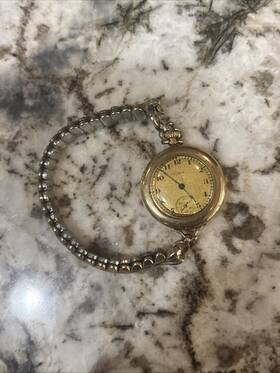 500098 Elgin Vintage Silver Gold Round Pocket Watch Or Wrist