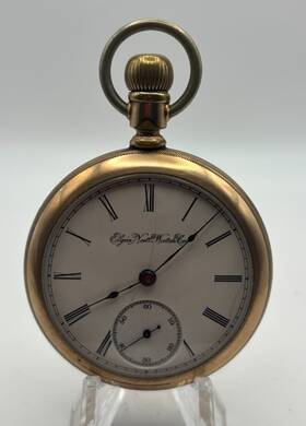 5096210 Elgin 10k Gold Filled 11 Jewel Size 18 Open Face Pocket Watch Runs