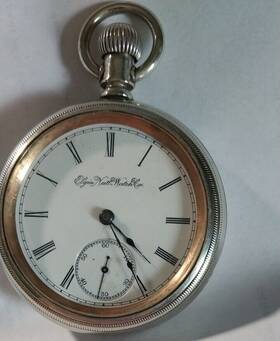 1894-star Elgin 5109867 Pocket Watch - Natftl Co. 7 Jwls 1894-star/crescent Nickel Case