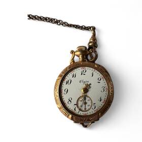 5129697 Elgin Antique Solid 14k Gold Pocket Watch Keystone Case Serial #