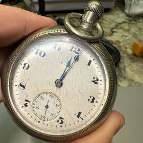 525305 Elgin Silverode Antique Open Face Pocket Watch 7-jewel