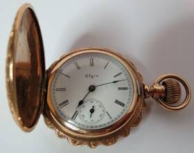 5290404 Elgin Antique 1893 Women Gold Filled Pocket Watch Stem Set Hunting Case #5290404