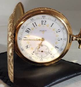 19-jews Elgin 5434559 Amazing 14k Fine Gold Fancy Dial Pocket Watch Working