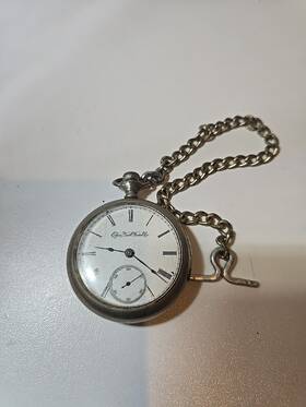 5746273 Elgin National Watch Co. Open Face Pocket Serial Number With Chain
