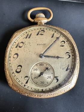 6029552 Elgin 14k Gold Filled Mechanical Pocket Watch Open Face 15 Jewels Not Running