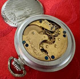 6163711 Elgin 6 Size Chrome Pocket Watch
