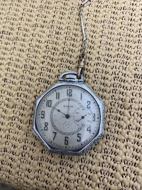 6178020 Elgin Vintage Pocket Watch # With Chain Rare Model