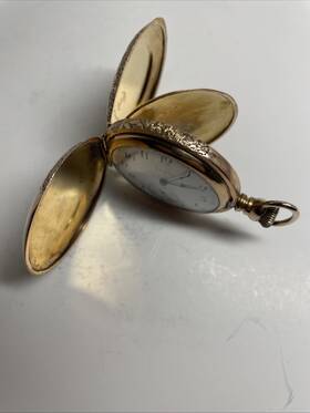 6279571 Elgin Pocket Watch Us Hunter Gf 7j 6s Stem Wind Sn C.1895