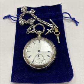 631166 Elgin 1884 Nat L Watch Co. Working Pocket With Key Serial #
